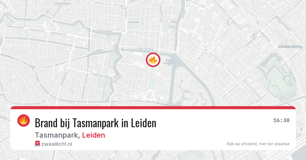 Brand bij Tasmanpark in Leiden — 12 aug 2026
