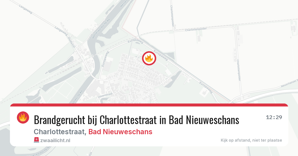 Brandgerucht bij Charlottestraat in Bad Nieuweschans — 1 apr 2026