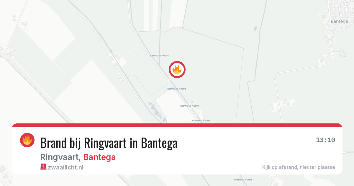 Brand bij Ringvaart in Bantega — 4 aug 2026