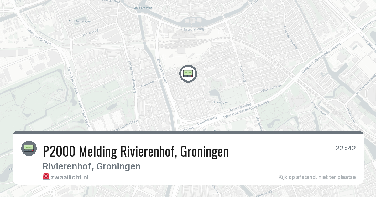 P2000 Melding Rivierenhof, Groningen — 16 mei 2026