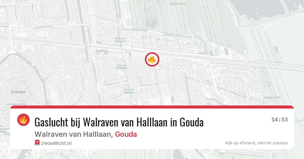 Gaslucht bij Walraven van Halllaan in Gouda — 22 mrt 2026