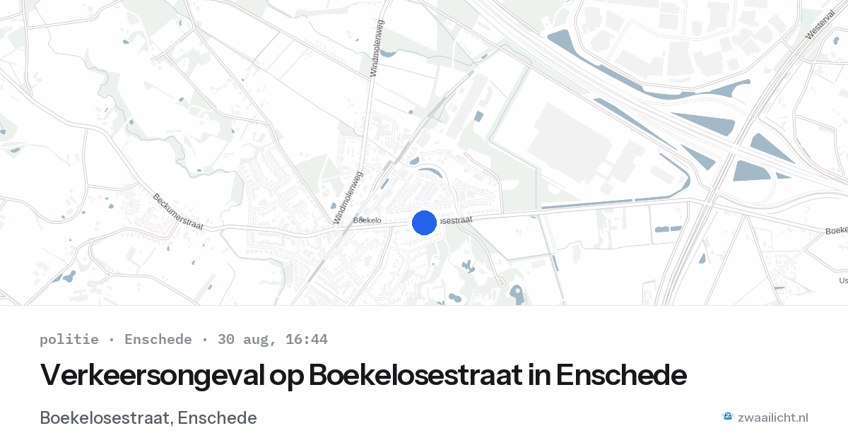 Verkeersongeval op Boekelosestraat in Enschede — 30 aug 2026