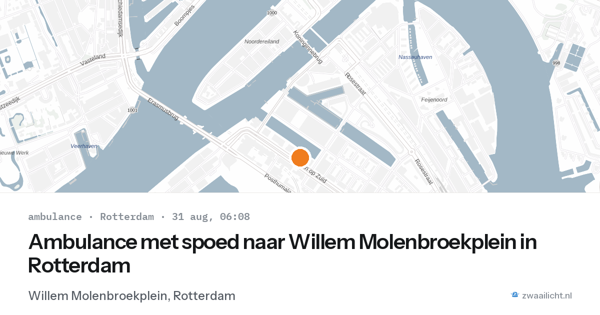 Ambulance met spoed naar Willem Molenbroekplein in Rotterdam — 31 aug 2026