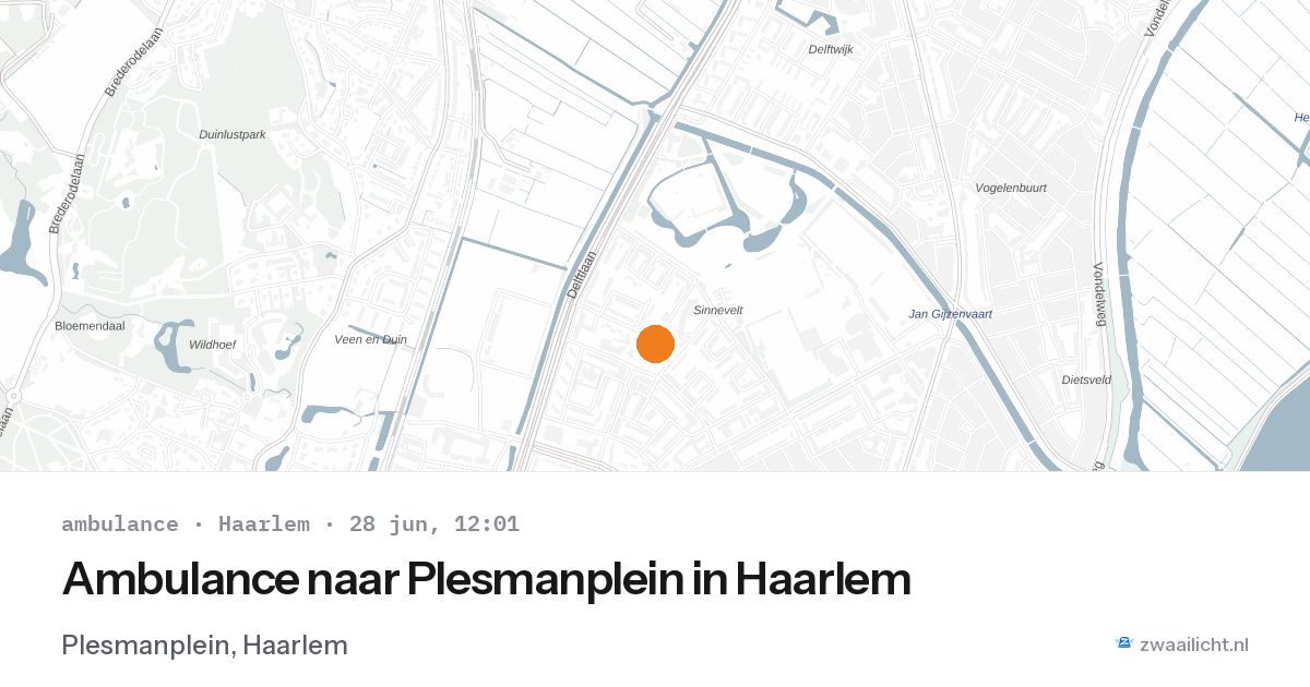 Ambulance naar Plesmanplein in Haarlem — 28 jun 2026