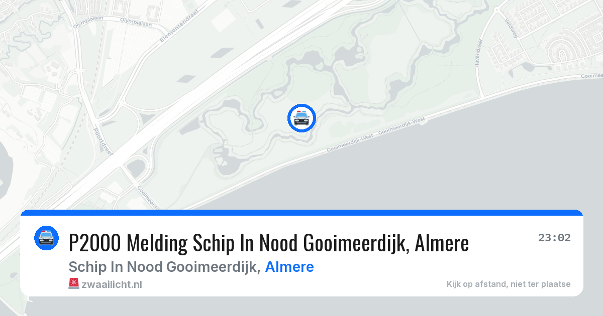 P2000 Melding Schip In Nood Gooimeerdijk, Almere — 19 jun 2026