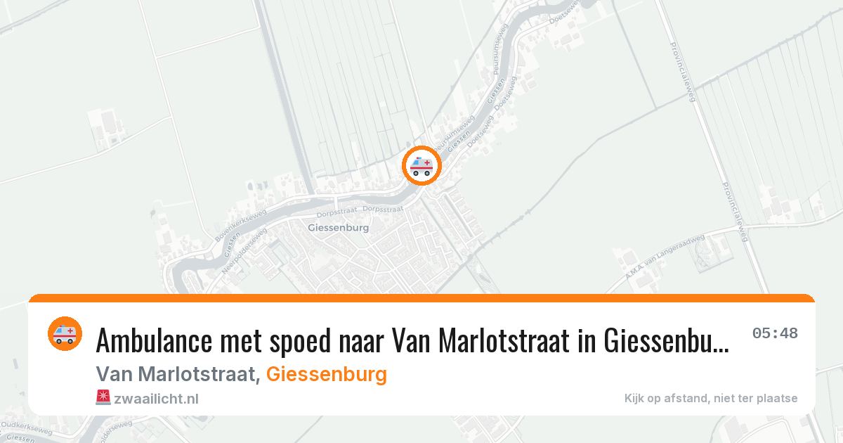 Ambulance met spoed naar Van Marlotstraat in Giessenburg — 1 aug 2026