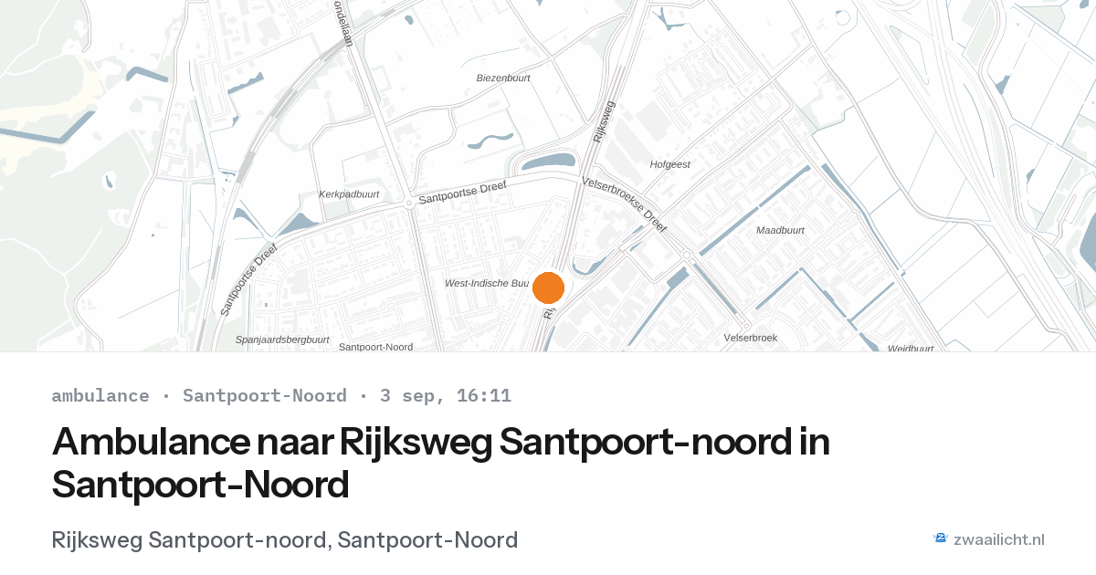 Ambulance naar Rijksweg Santpoort-noord in Santpoort-Noord — 3 sep 2026
