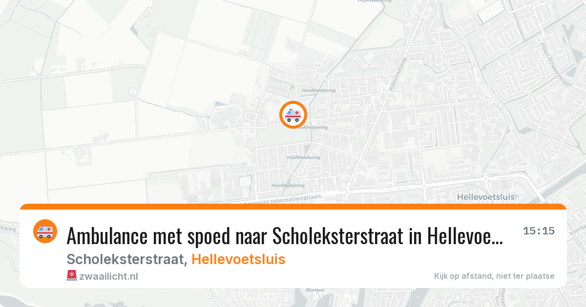 Ambulance met spoed naar Scholeksterstraat in Hellevoetsluis — 6 aug 2026