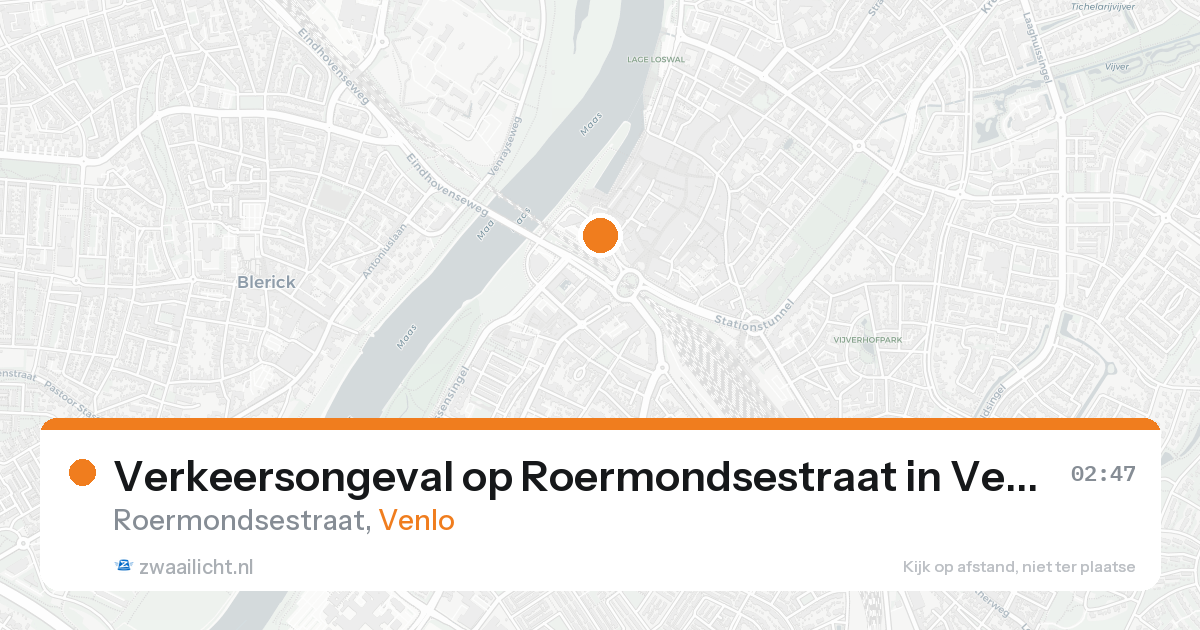 Verkeersongeval op Roermondsestraat in Venlo — 15 aug 2026