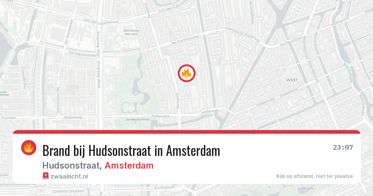 Brand bij Hudsonstraat in Amsterdam — 11 apr 2026