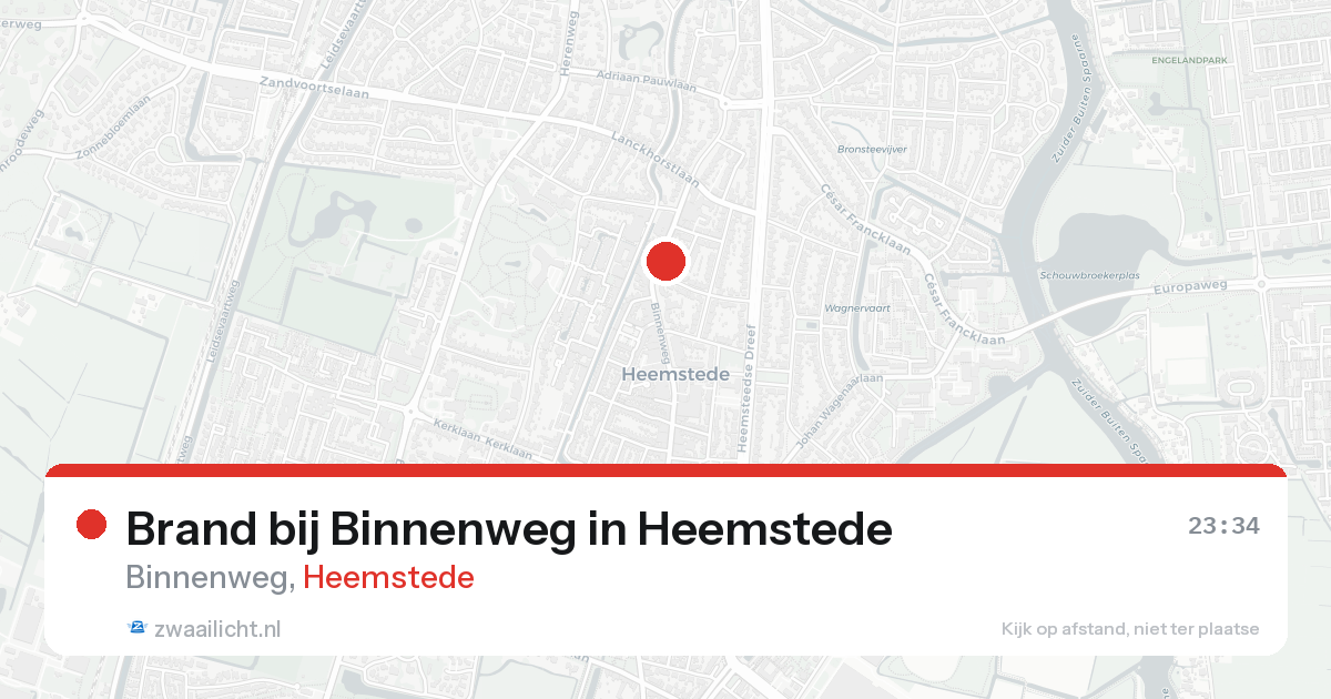 Brand bij Binnenweg in Heemstede — 19 aug 2026