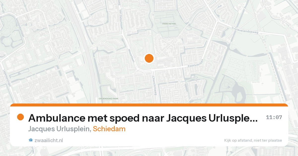 Ambulance met spoed naar Jacques Urlusplein in Schiedam — 23 aug 2026
