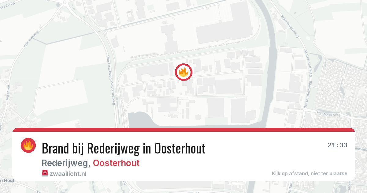 Brand bij Rederijweg in Oosterhout — 8 apr 2026