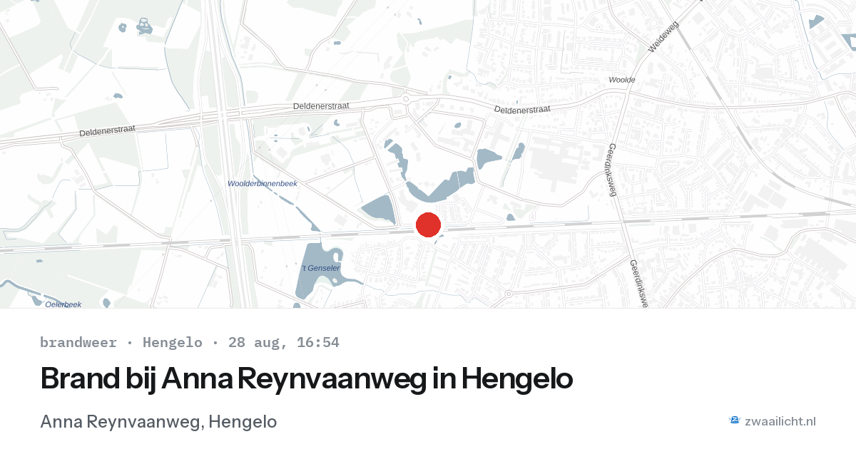 Brand bij Anna Reynvaanweg in Hengelo — 28 aug 2026