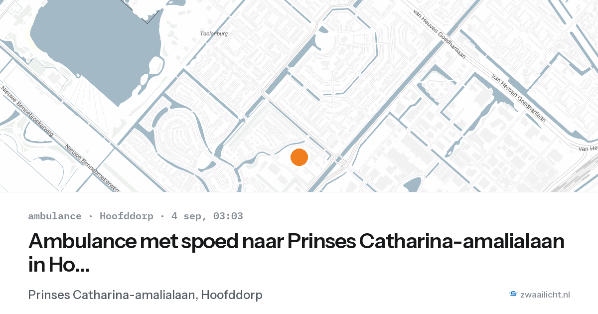Ambulance met spoed naar Prinses Catharina-amalialaan in Hoofddorp — 4 sep 2026