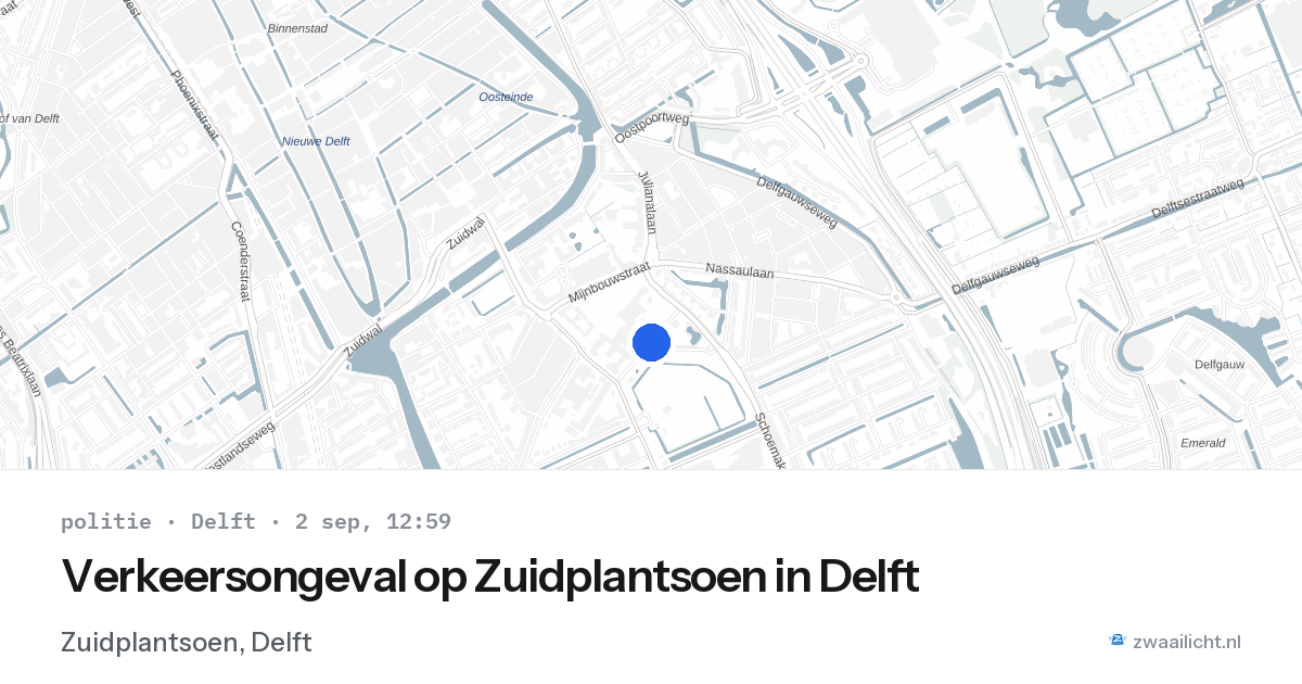 Verkeersongeval op Zuidplantsoen in Delft — 2 sep 2026