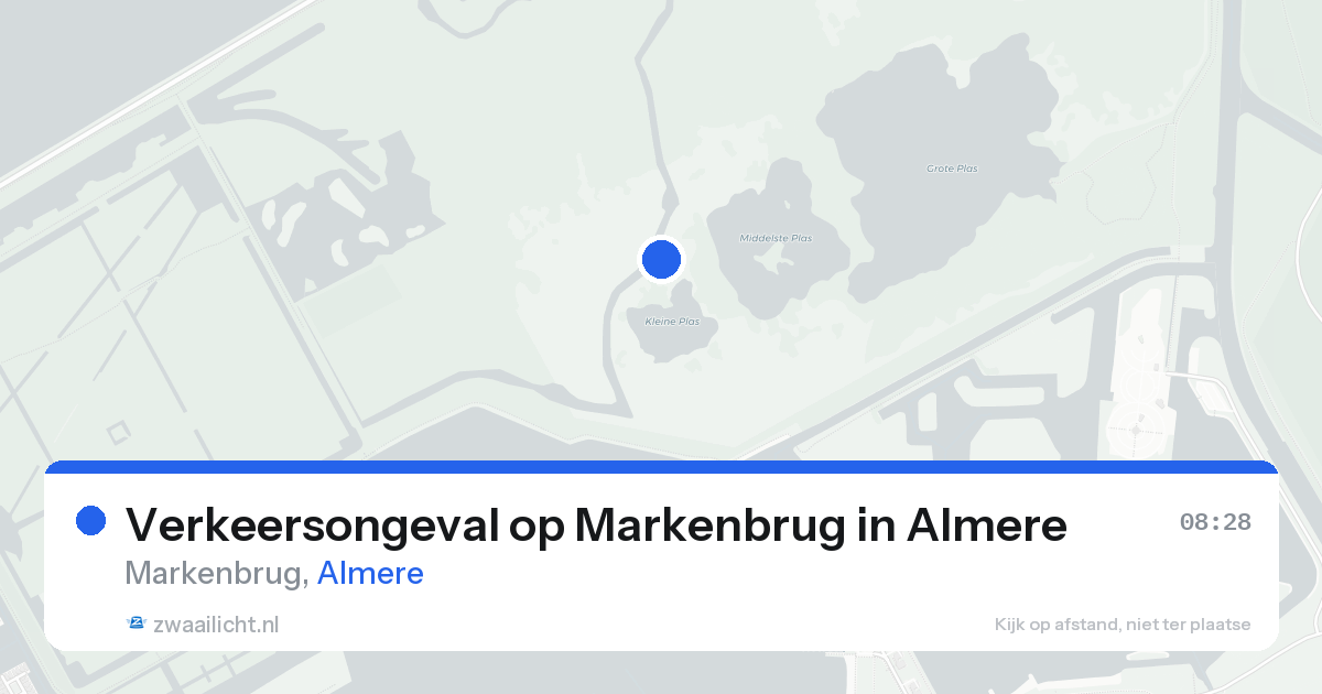 Verkeersongeval op Markenbrug in Almere — 21 aug 2026