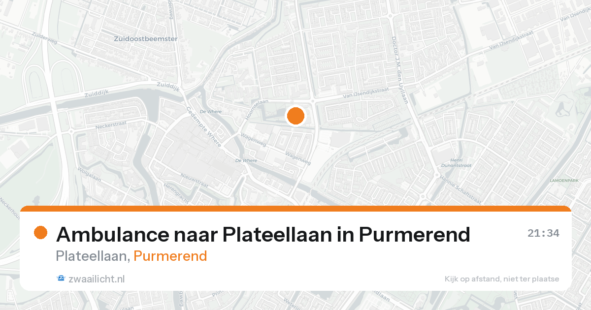 Ambulance naar Plateellaan in Purmerend — 17 aug 2026