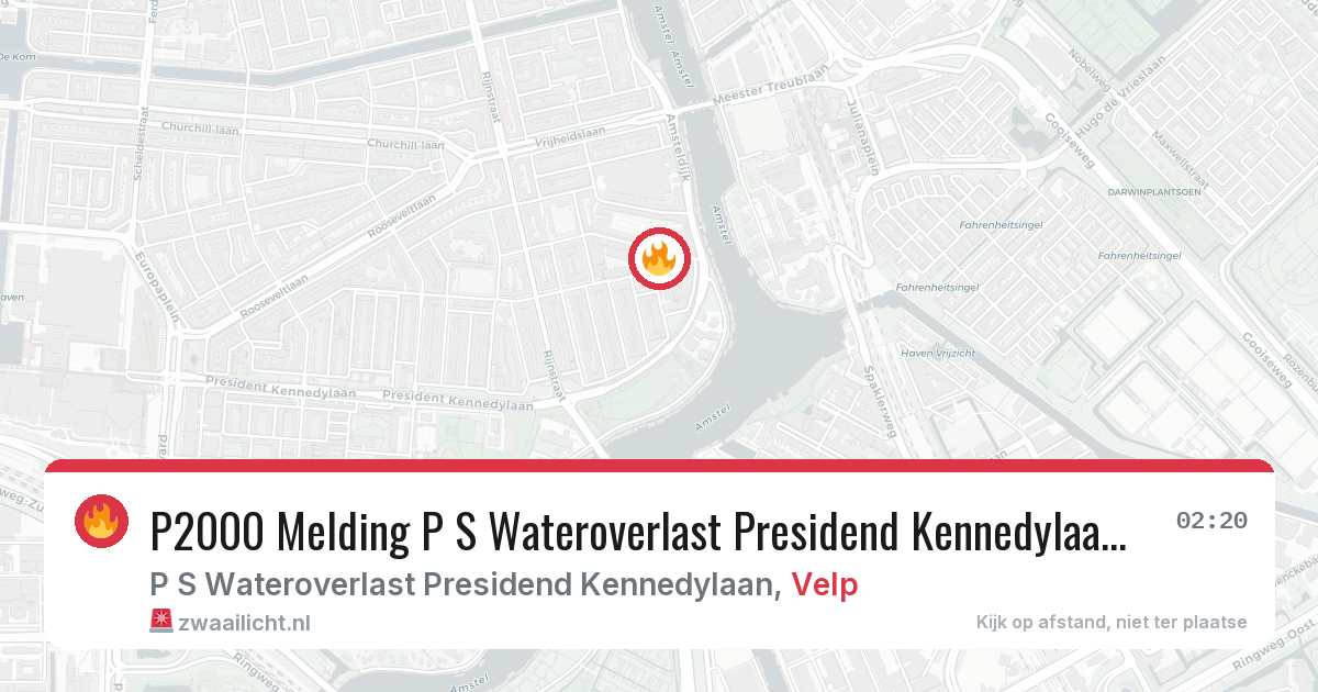 P2000 Melding P S Wateroverlast Presidend Kennedylaan, Velp — 3 feb 2026