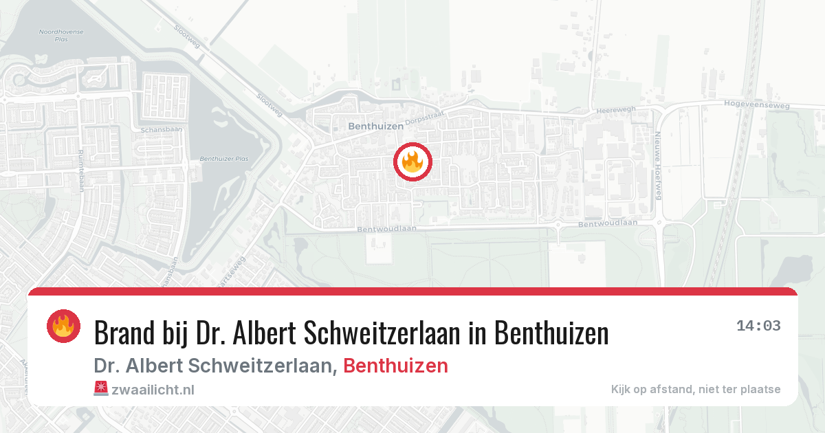 Brand bij Dr. Albert Schweitzerlaan in Benthuizen — 6 jun 2026