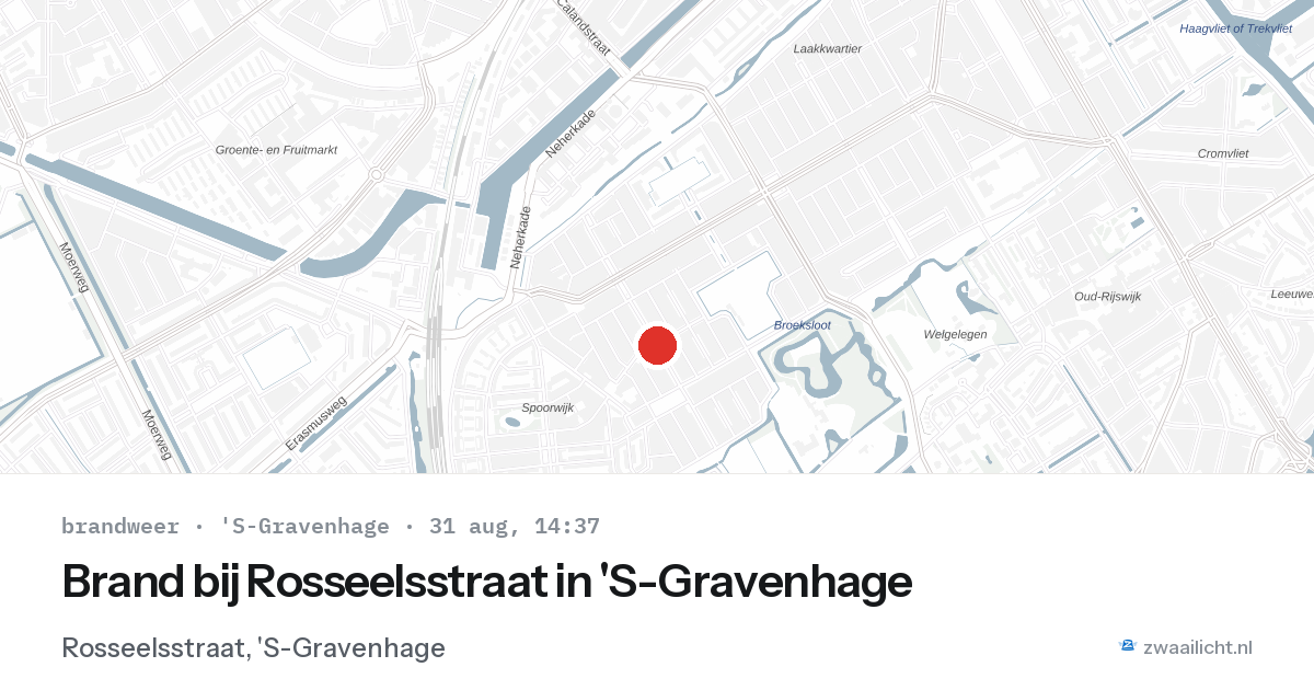 Brand bij Rosseelsstraat in 'S-Gravenhage — 31 aug 2026