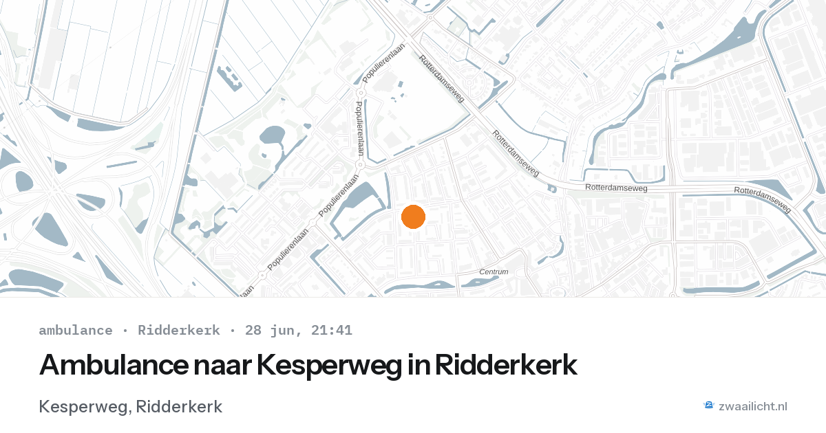 Ambulance naar Kesperweg in Ridderkerk — 28 jun 2026