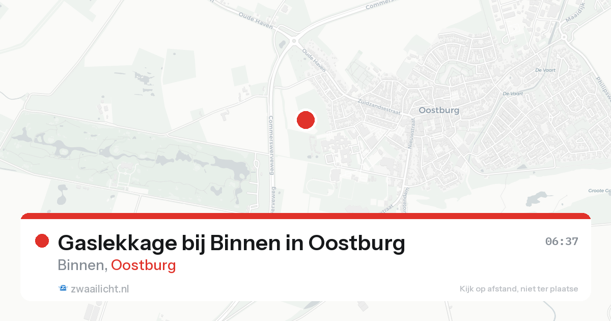 Gaslekkage bij Binnen in Oostburg — 14 aug 2026