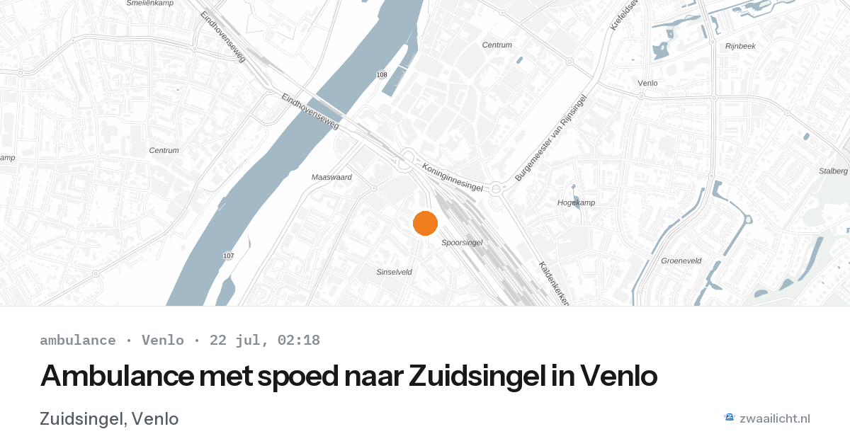 Ambulance met spoed naar Zuidsingel in Venlo — 22 jul 2026