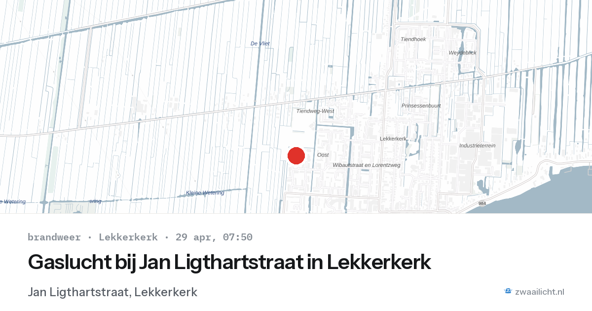 Gaslucht bij Jan Ligthartstraat in Lekkerkerk — 29 apr 2026