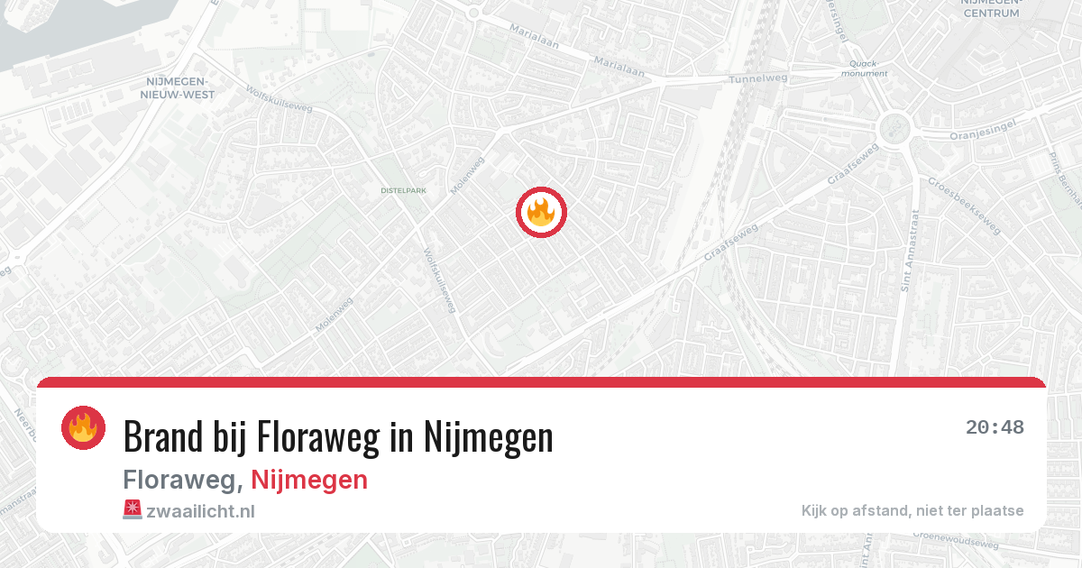 Brand bij Floraweg in Nijmegen — 4 aug 2026