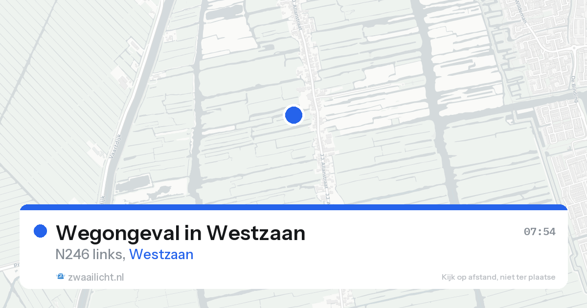 Wegongeval in Westzaan — 20 aug 2026