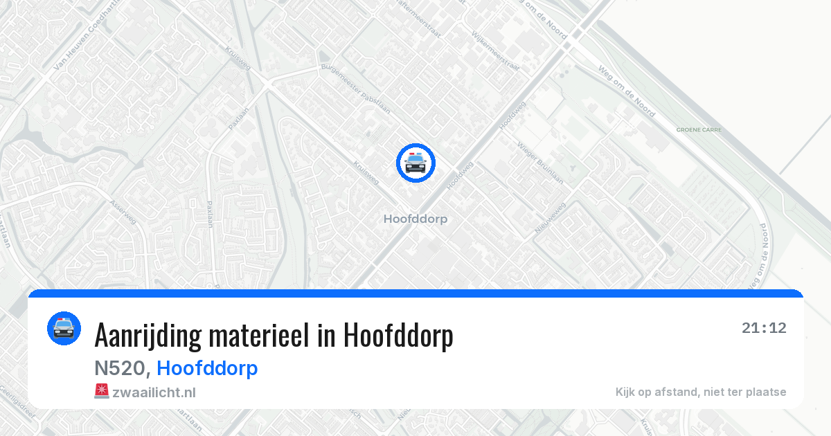 Aanrijding materieel in Hoofddorp — 6 aug 2026