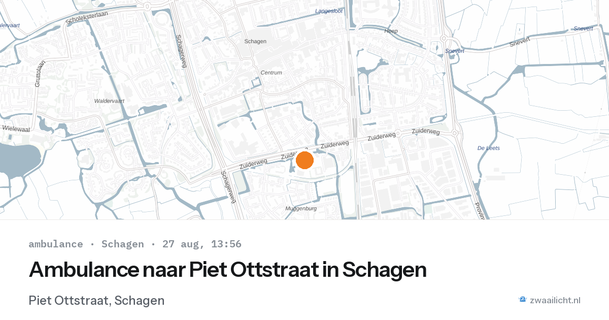 Ambulance naar Piet Ottstraat in Schagen — 27 aug 2026