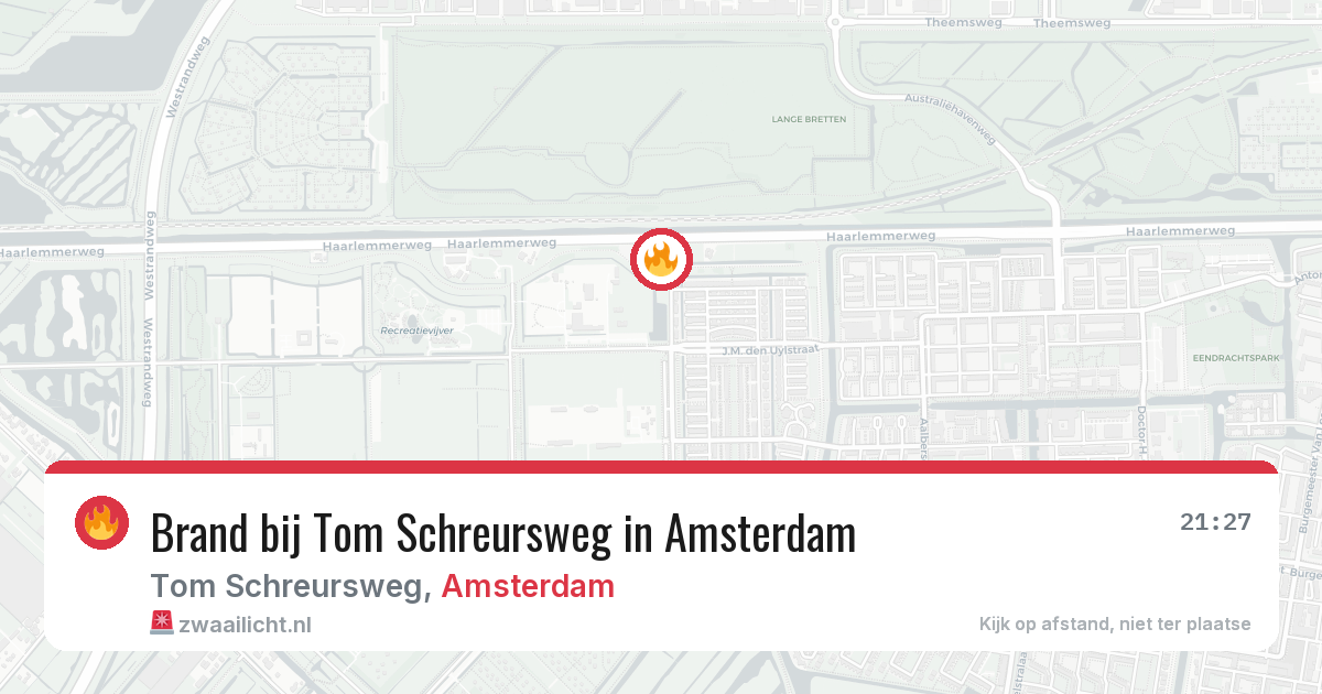 Brand bij Tom Schreursweg in Amsterdam — 3 aug 2026