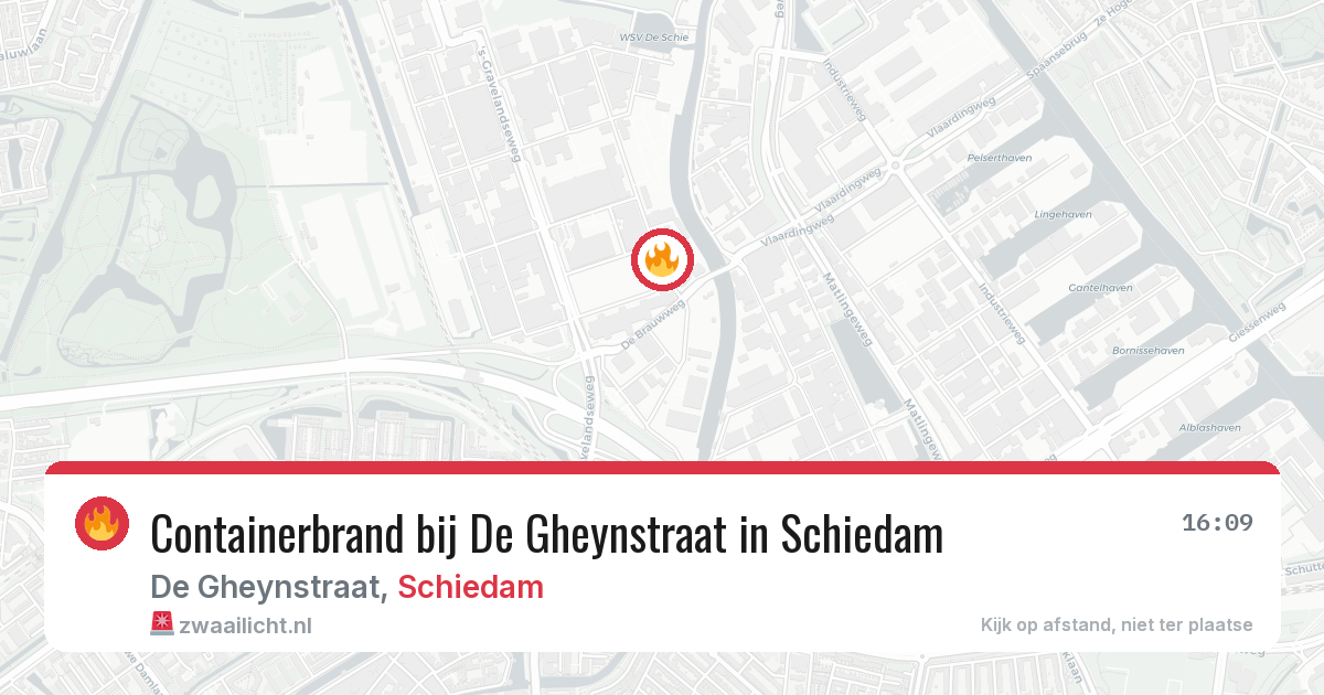 Containerbrand bij De Gheynstraat in Schiedam — 21 mei 2026