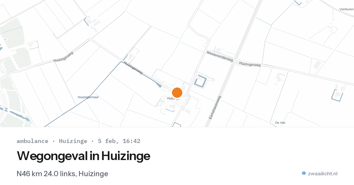Wegongeval in Huizinge — 5 feb 2026