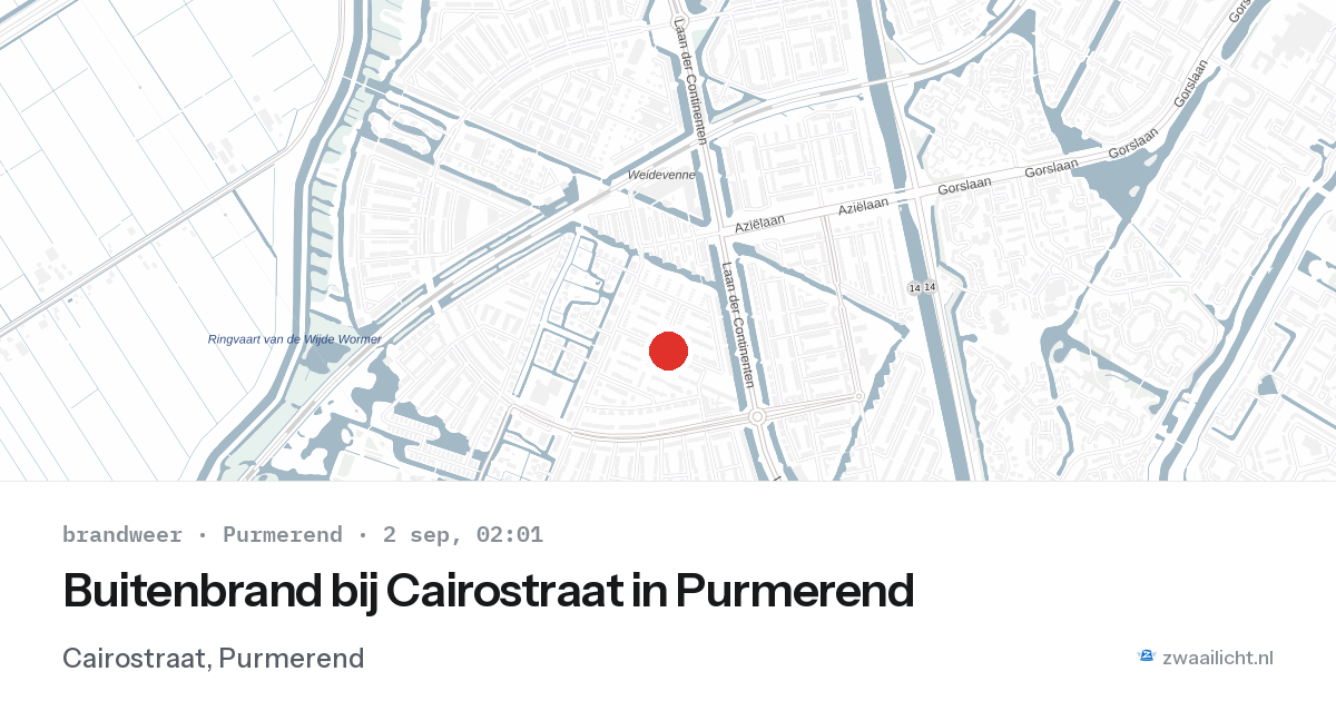 Buitenbrand bij Cairostraat in Purmerend — 2 sep 2026