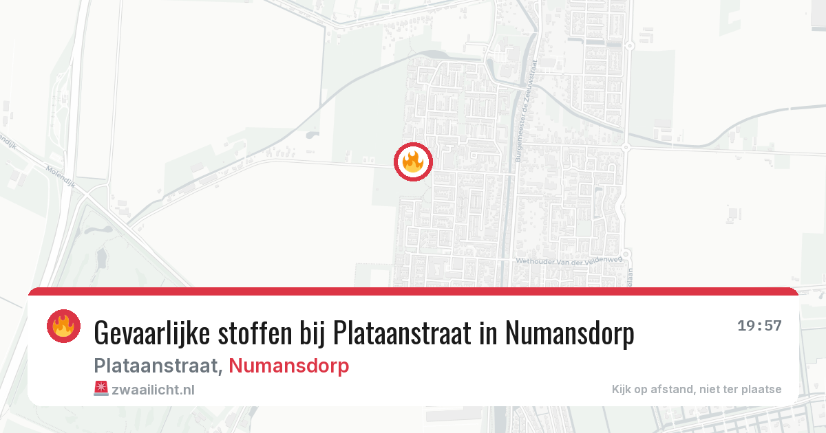 Gevaarlijke stoffen bij Plataanstraat in Numansdorp — 18 mei 2026