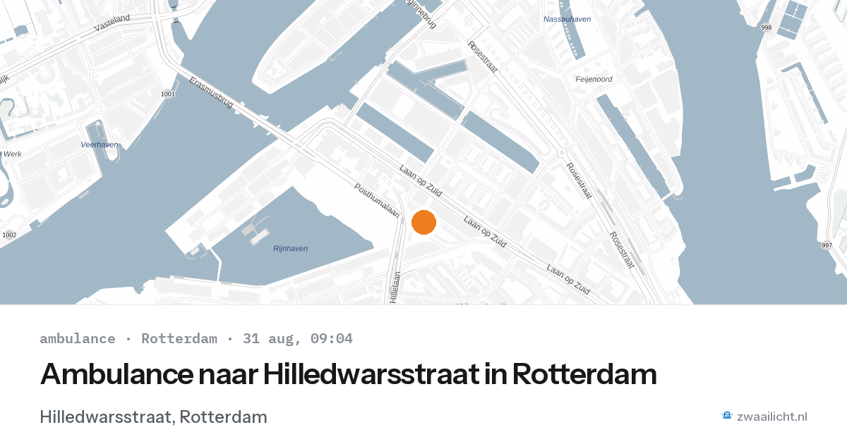 Ambulance naar Hilledwarsstraat in Rotterdam — 31 aug 2026