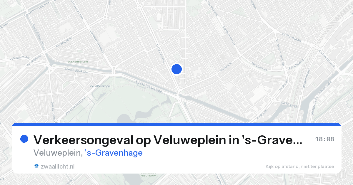 Verkeersongeval op Veluweplein in 's-Gravenhage — 20 aug 2026