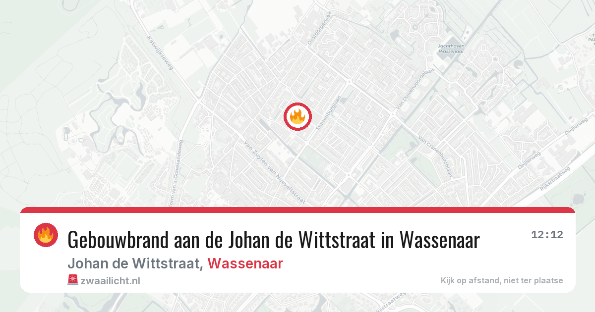 Gebouwbrand aan de Johan de Wittstraat in Wassenaar — 2 jun 2026