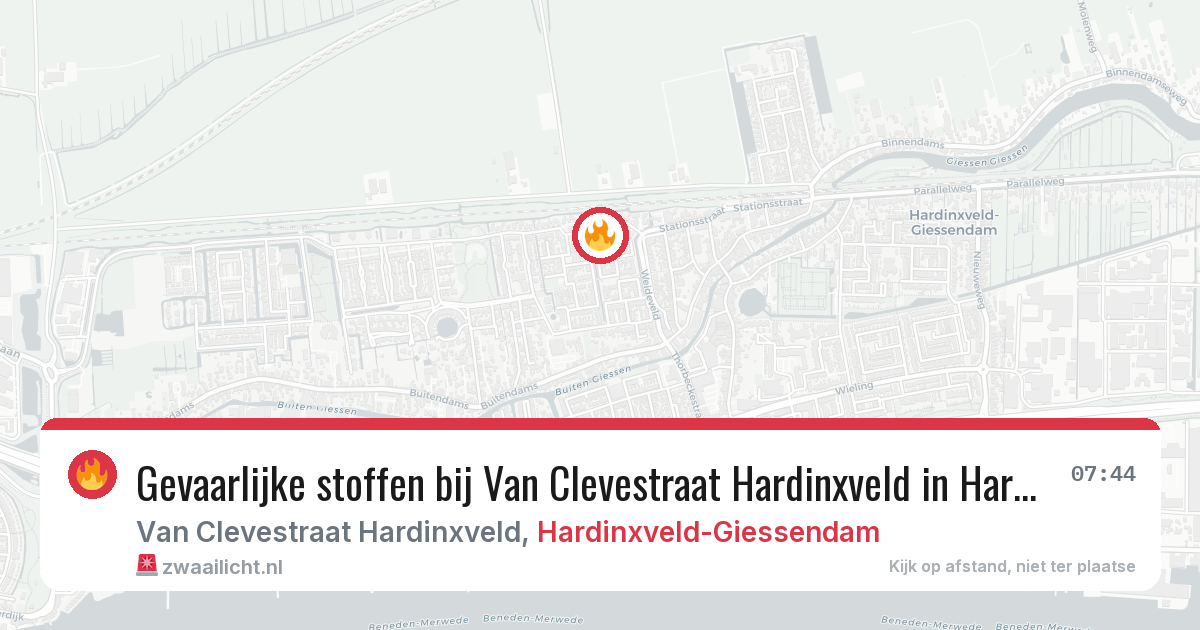 Gevaarlijke stoffen bij Van Clevestraat Hardinxveld in Hardinxveld-Giessendam — 22 jun 2026