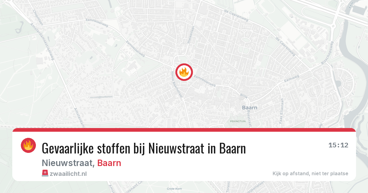 Gevaarlijke stoffen bij Nieuwstraat in Baarn — 20 jul 2026