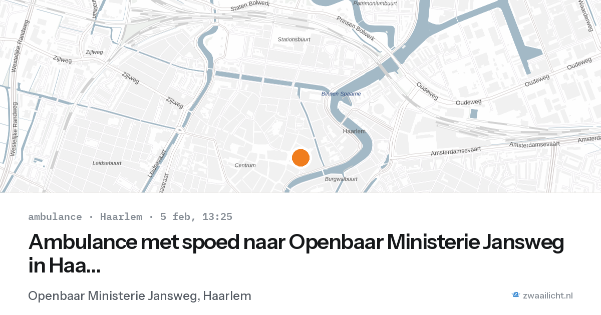 Ambulance met spoed naar Openbaar Ministerie Jansweg in Haarlem — 5 feb 2026