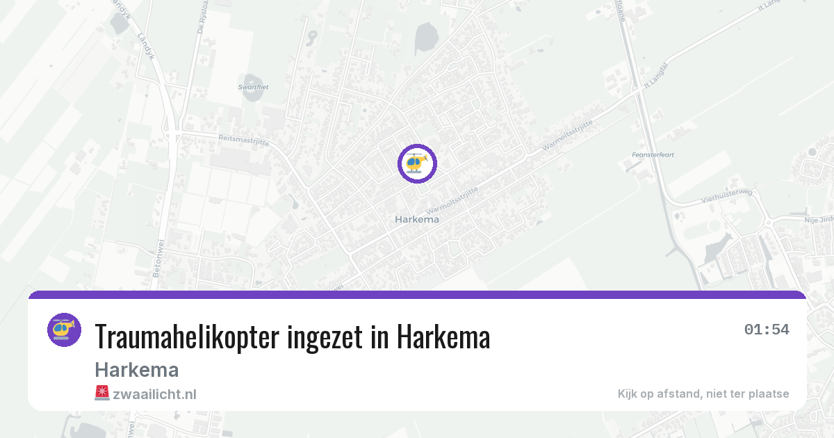 Traumahelikopter ingezet in Harkema — 6 jun 2026 | 🚨 Zwaailicht.nl