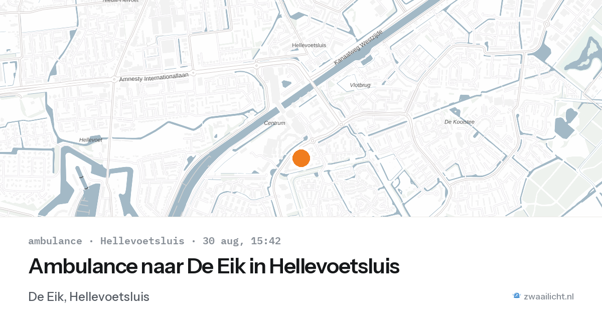 Ambulance naar De Eik in Hellevoetsluis — 30 aug 2026