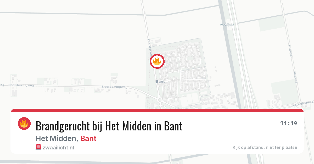 Brandgerucht bij Het Midden in Bant — 1 jul 2026