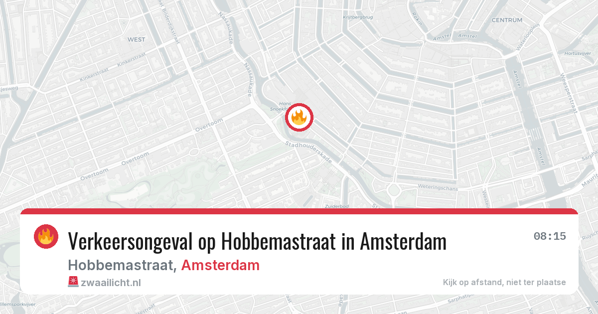 Verkeersongeval op Hobbemastraat in Amsterdam — 10 jul 2026