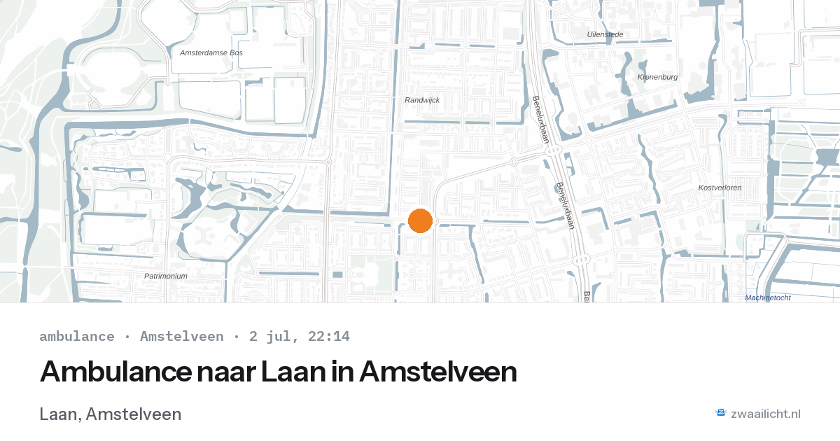 Ambulance naar Laan in Amstelveen — 2 jul 2026