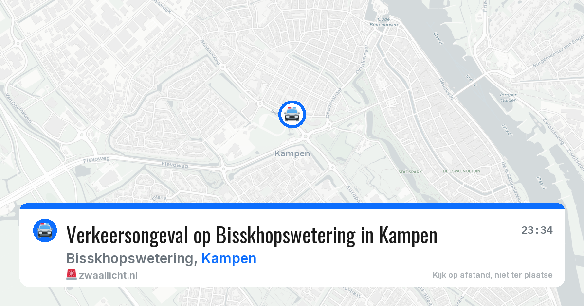 Verkeersongeval op Bisskhopswetering in Kampen — 10 jun 2026